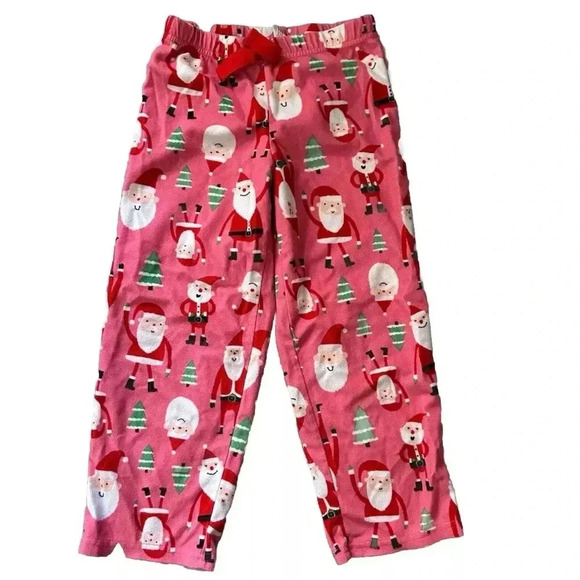 Carters Pink Santa Fleece Pajamas Size 5 - Picture 1 of 2